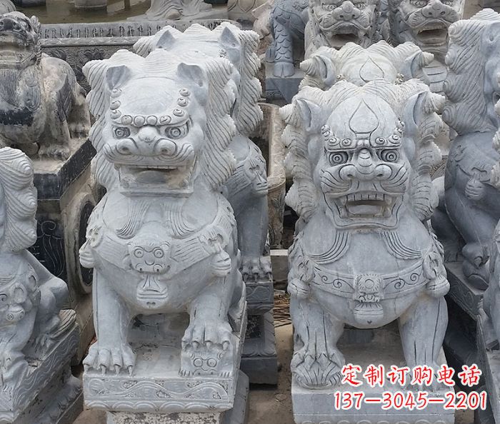 辽宁寺庙青石狮子石雕