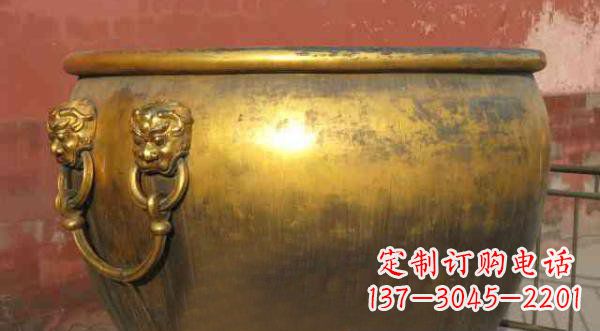 辽宁寺庙水缸铜雕 (2)