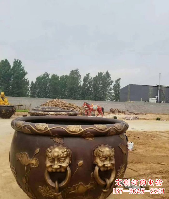 辽宁寺庙水缸铜雕 (4)