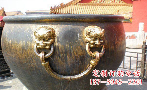辽宁寺庙水缸铜雕 (3)