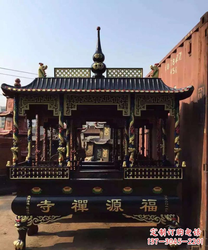 辽宁寺庙香炉铜雕 (2)