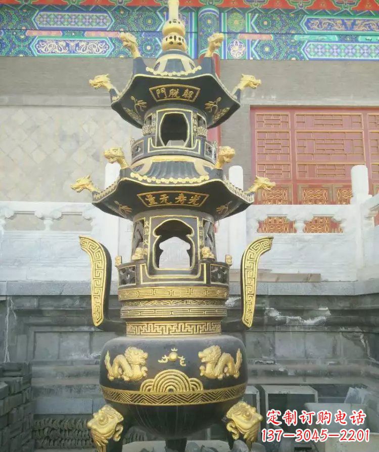 辽宁寺庙香炉铜雕_1