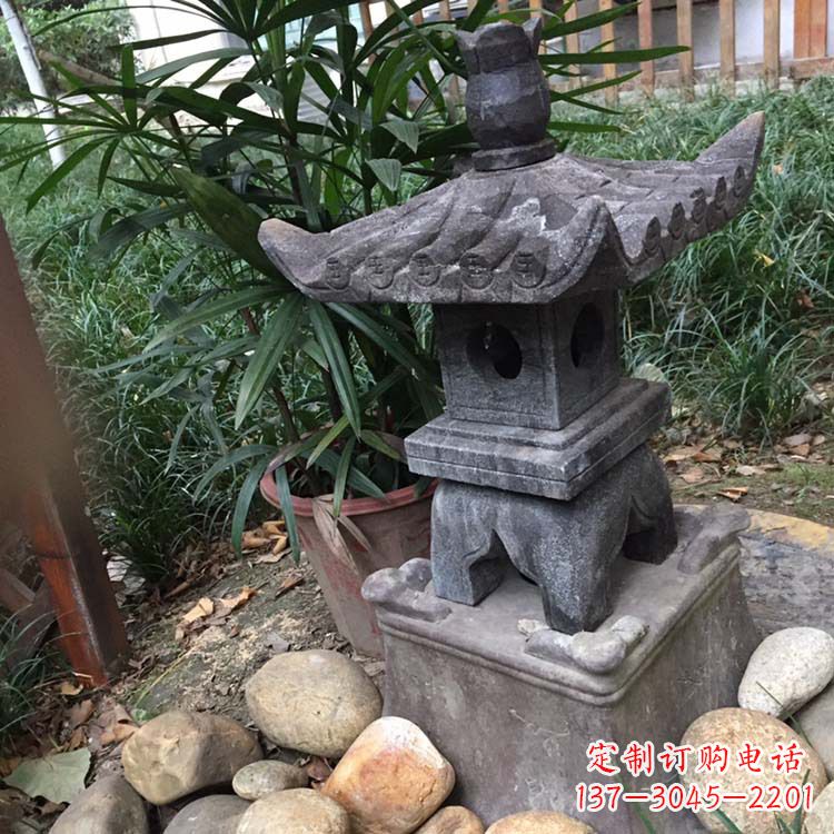 辽宁寺庙园林青石做旧仿古石灯