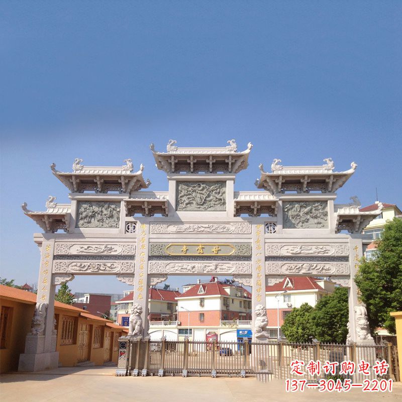 辽宁寺院大门石雕牌楼