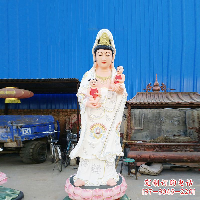辽宁送子观音彩绘玻璃钢雕塑