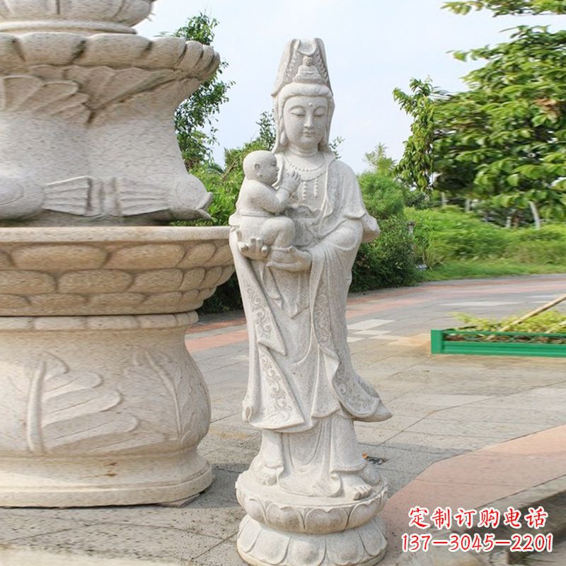 辽宁送子观音汉白玉石雕