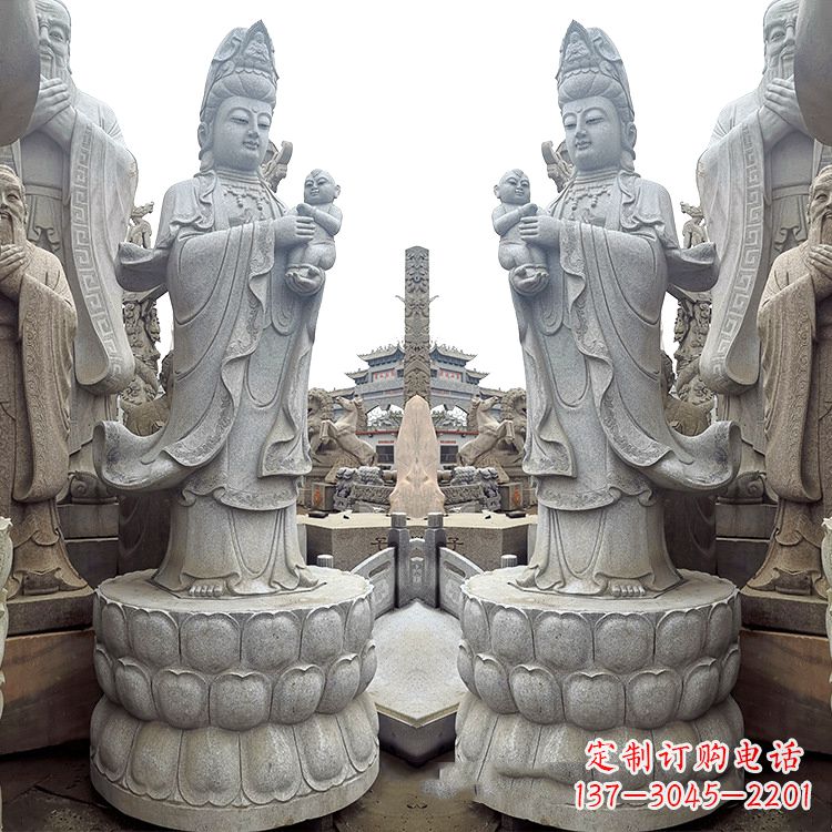 辽宁送子观音青石雕塑