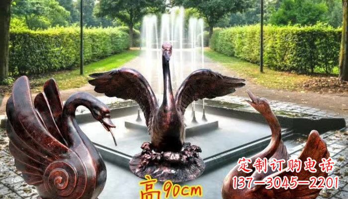 辽宁天鹅喷泉铜雕塑