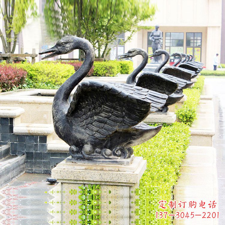 辽宁天鹅铜雕喷水喷泉-纯铜铸造公园水渠水景动物雕塑