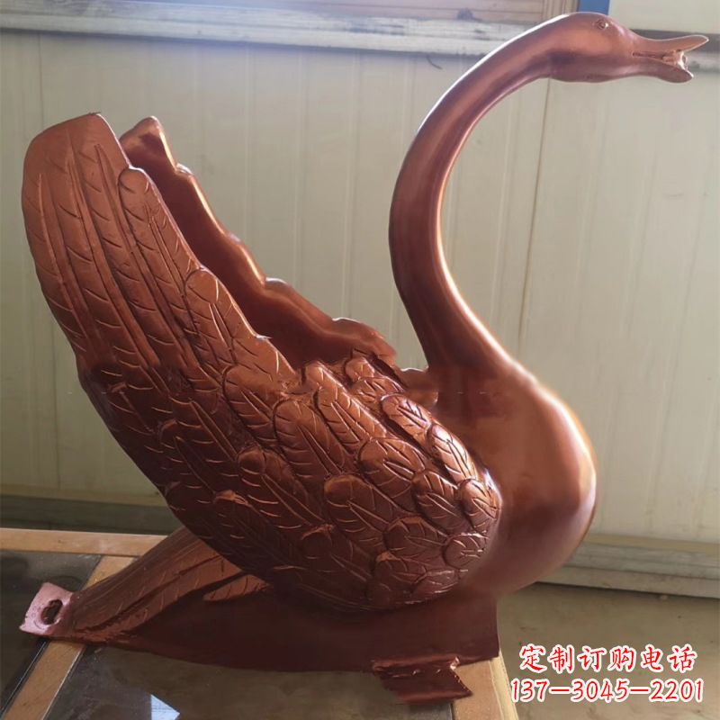 辽宁天鹅铜雕塑,喷泉吐水天鹅装饰摆件