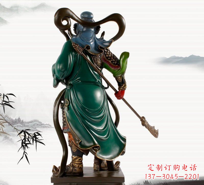 辽宁铜雕彩绘武财神关公