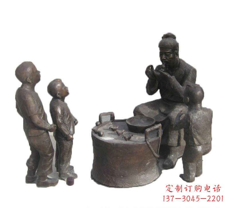 辽宁铜雕吹糖人的古代人物