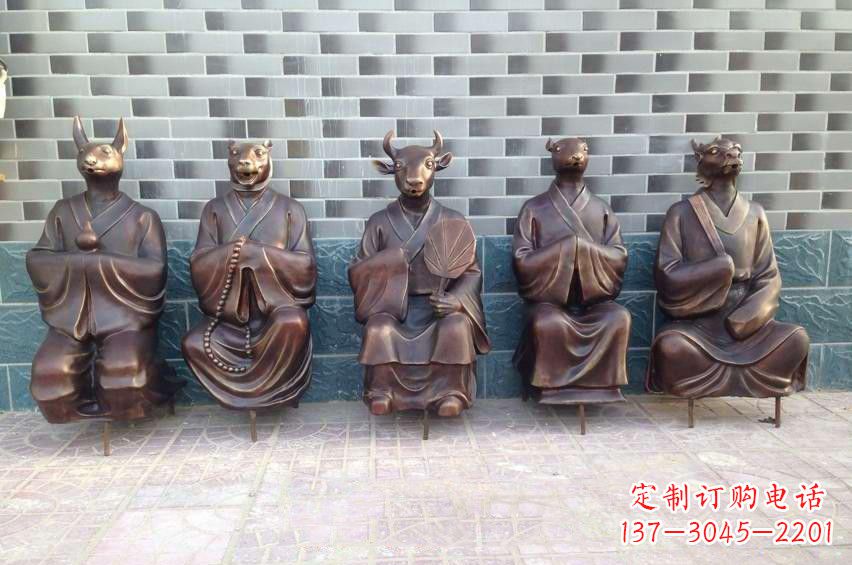 辽宁铜雕兽首人身十二生肖雕塑