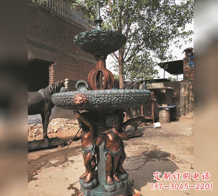 辽宁铜雕双层西方儿童喷泉