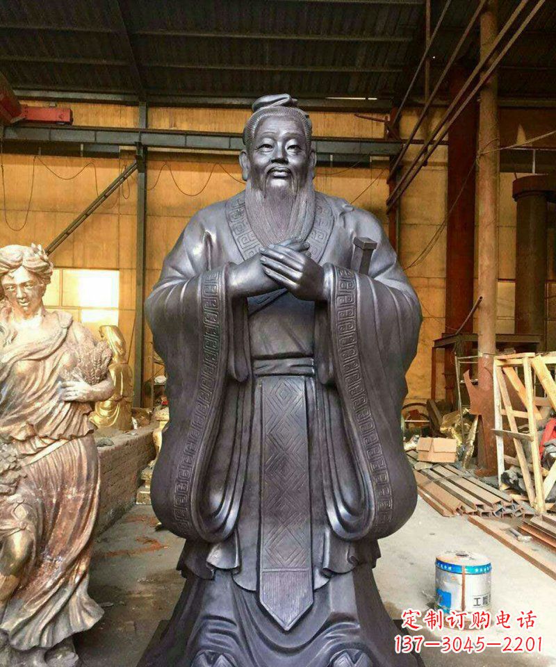 辽宁铜雕校园孔子人像雕塑