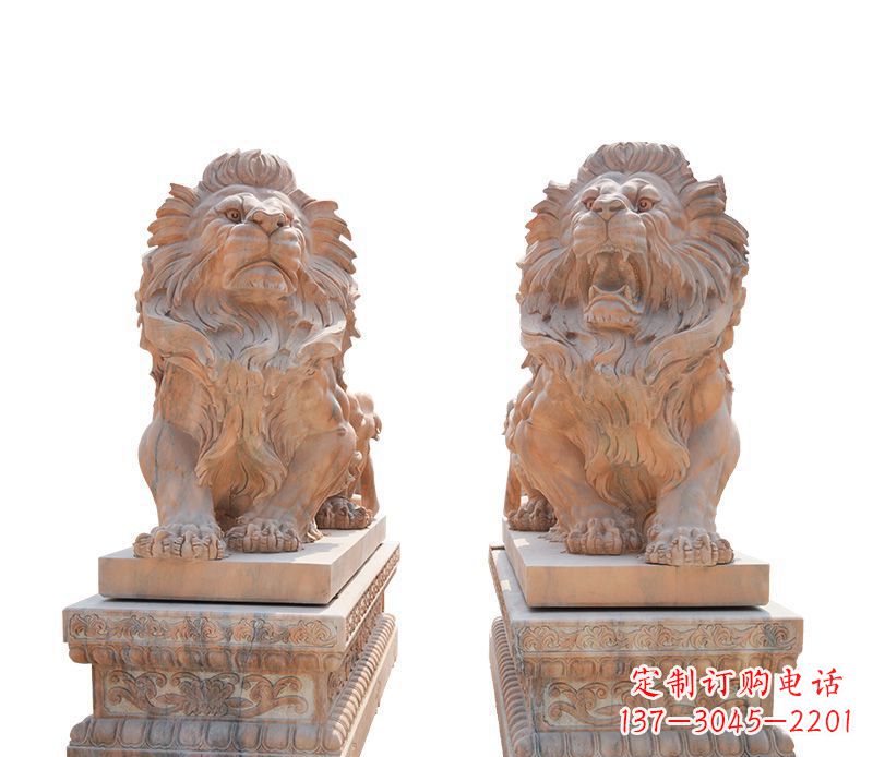 辽宁晚霞红欧式狮子雕塑