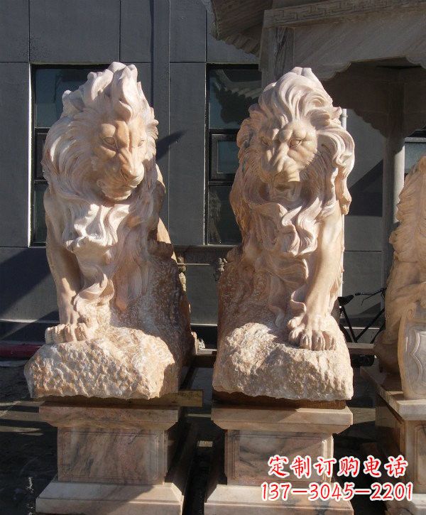 辽宁晚霞红欧式狮子石雕