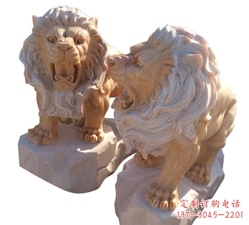 辽宁晚霞红欧式西洋狮子雕塑