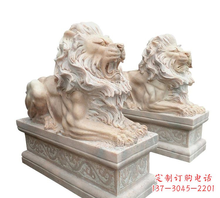 辽宁晚霞红石材欧式狮子