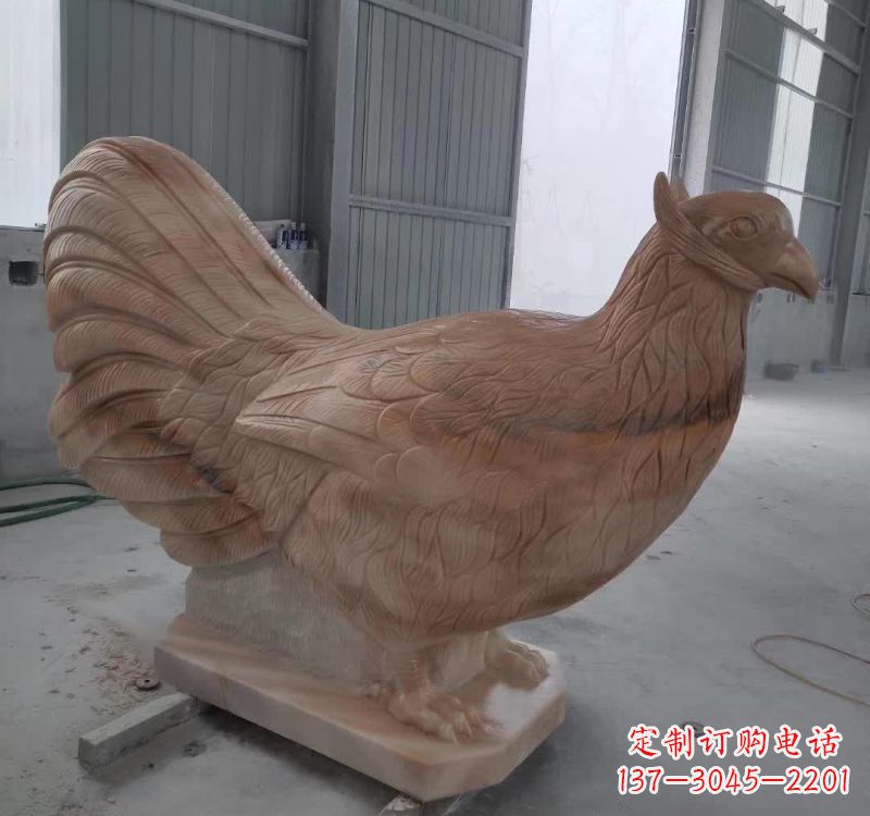 辽宁晚霞红石雕母鸡
