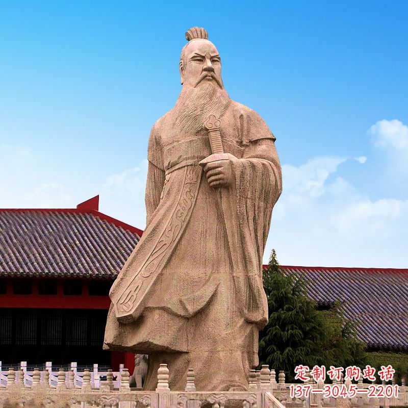 辽宁魏武帝曹操砂岩石雕塑像