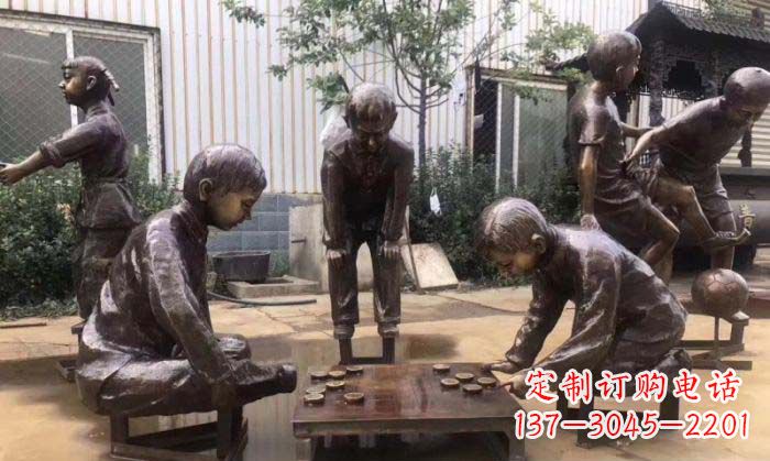 辽宁下象棋儿童铜雕 (2)