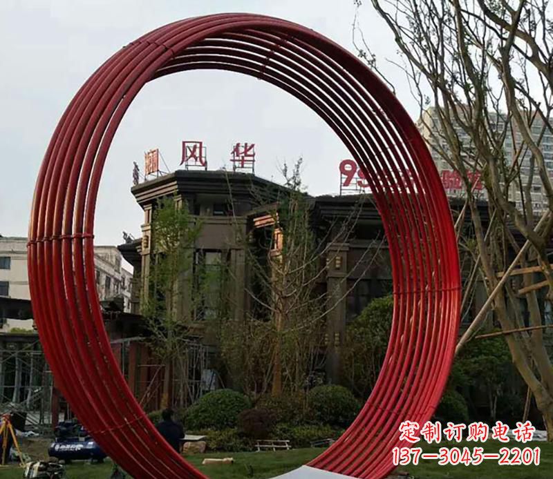 辽宁小区不锈钢圆环景观雕塑