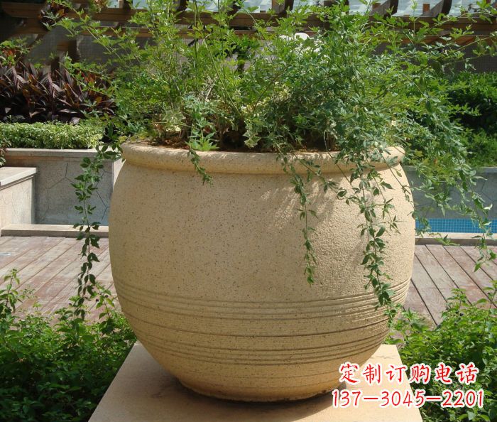 辽宁小区景观大理石花盆石雕 (2)