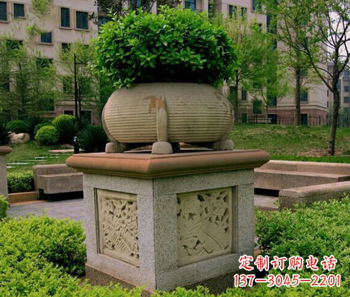 辽宁小区景观大理石花盆石雕 (3)