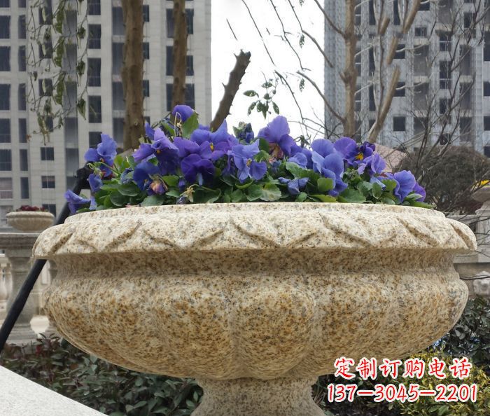 辽宁小区景观大理石花盆石雕