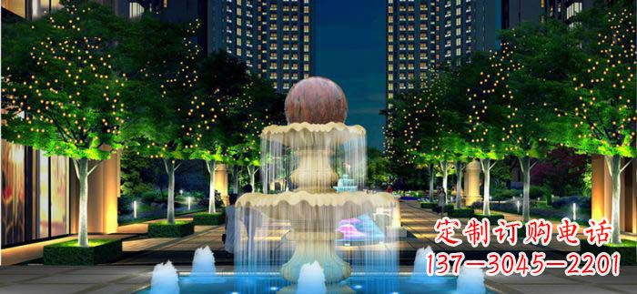 辽宁小区石来运转风水球石雕喷泉
