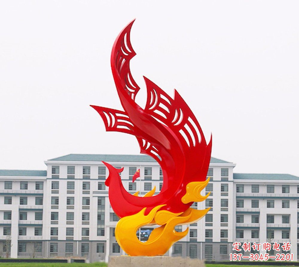 辽宁校园不锈钢凤凰浴火雕塑