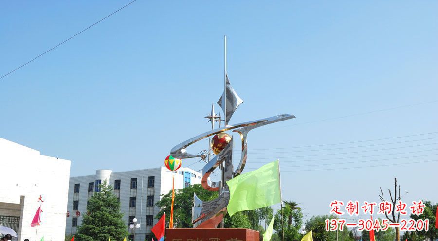 辽宁校园不锈钢马踏飞燕地球雕塑