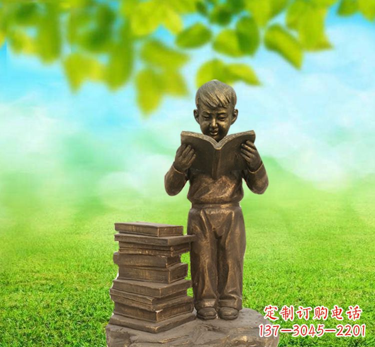 辽宁校园读书的小男孩铜雕