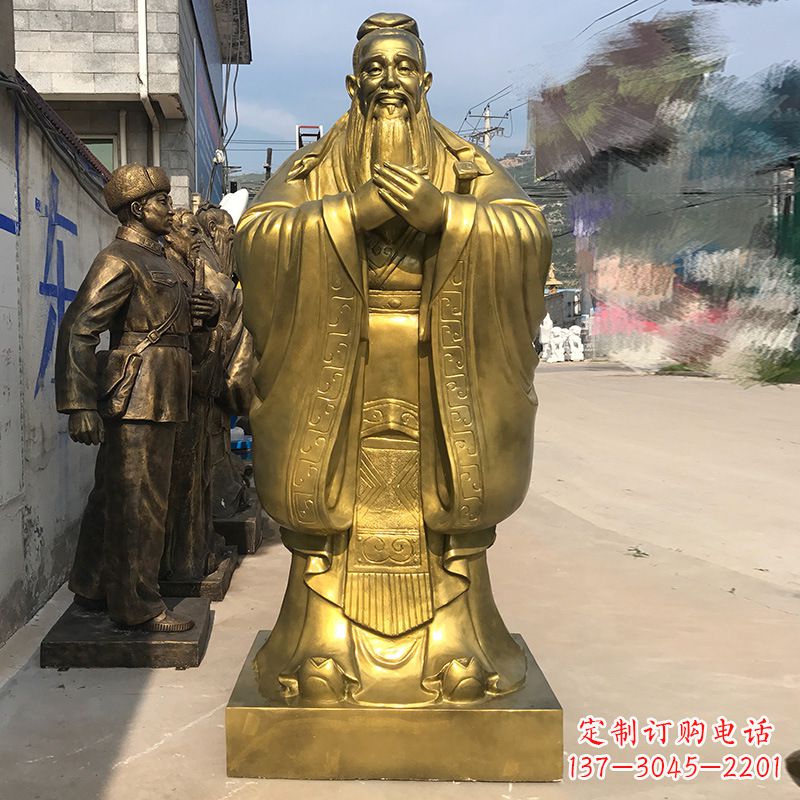 辽宁校园孔子铜雕像
