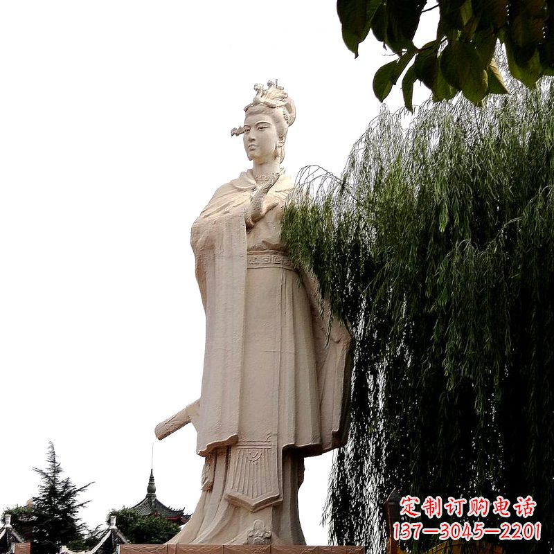 辽宁虞姬砂岩石雕-景区园林古代人物著名美女雕像