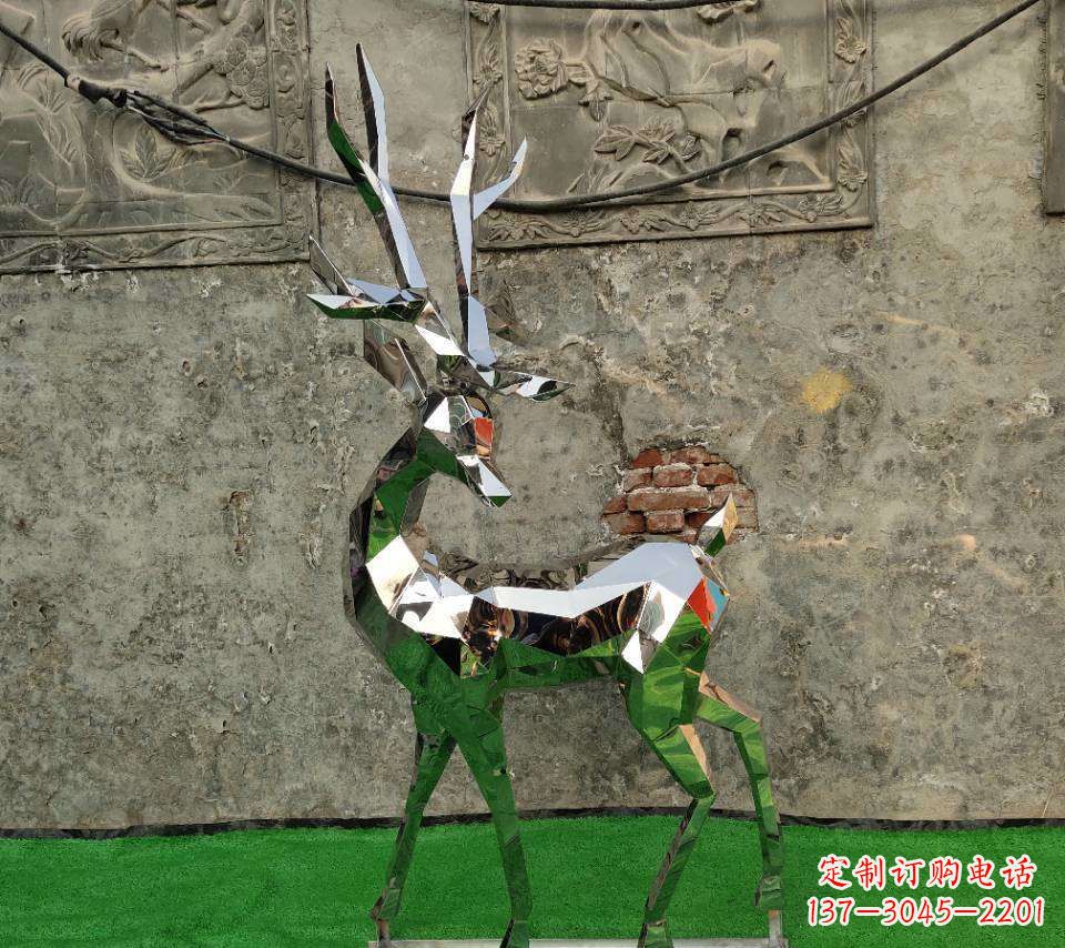 辽宁园林不锈钢抽象小鹿雕塑