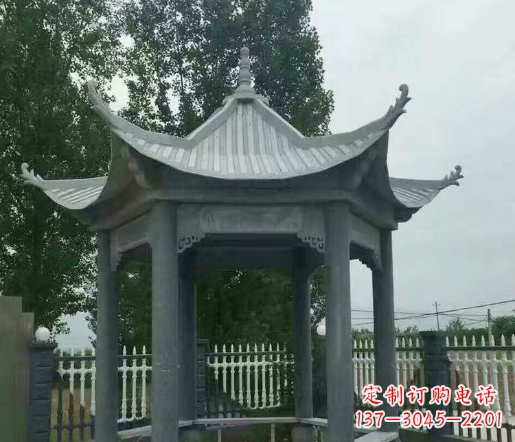 辽宁园林仿古石凉亭景观石雕 (2)