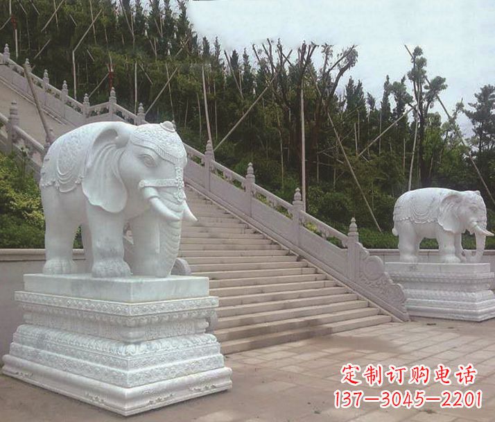 辽宁园林汉白玉大象景观石雕
