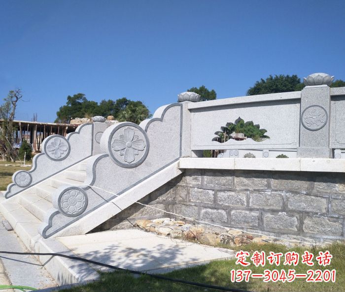 辽宁园林景观大理石镂空莲花石栏板 (2)