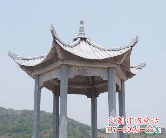 辽宁园林景观单层石雕凉亭 (2)