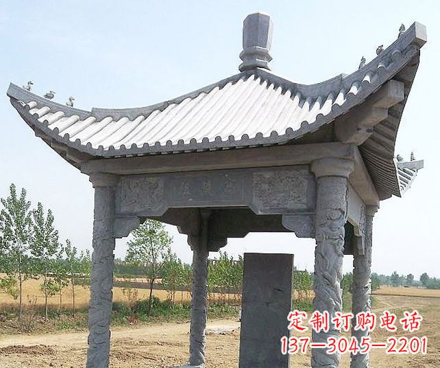 辽宁园林景观单层石雕凉亭 (4)