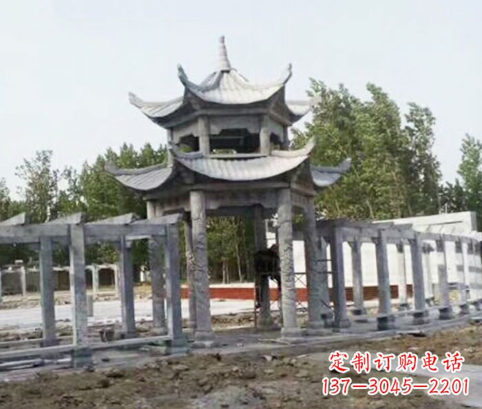 辽宁园林景观多层凉亭石雕 (2)