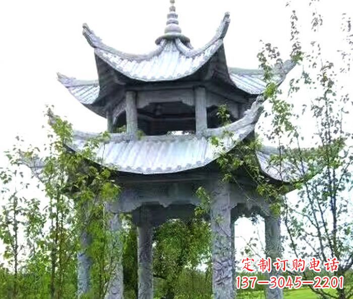 辽宁园林景观仿古六角石凉亭