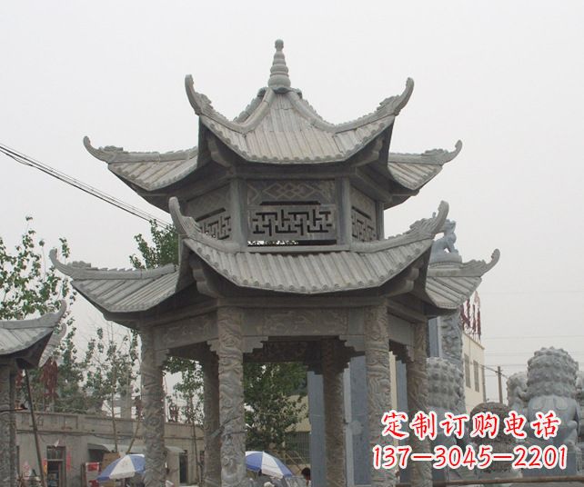 辽宁园林景观仿古石雕凉亭 (2)