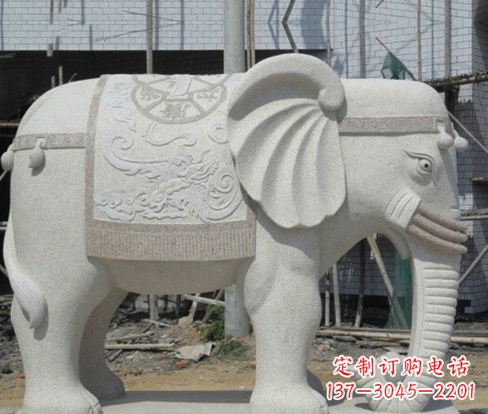 辽宁园林景观驮宝大象石雕 (2)