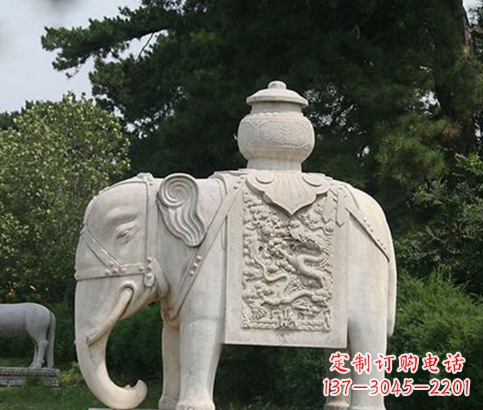 辽宁园林景观驮宝大象石雕