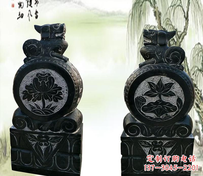 辽宁园林貔貅门墩石雕