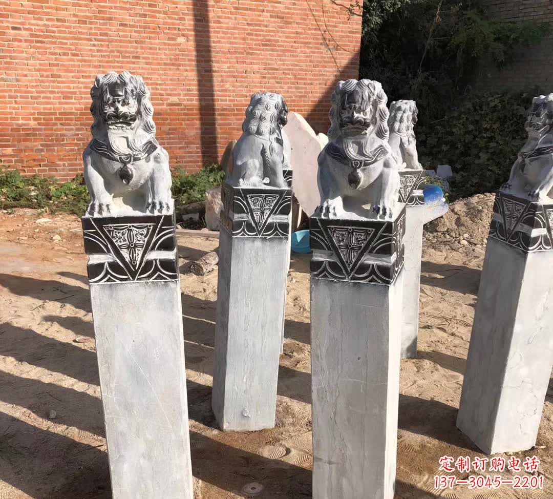 辽宁园林石雕狮子拴马桩