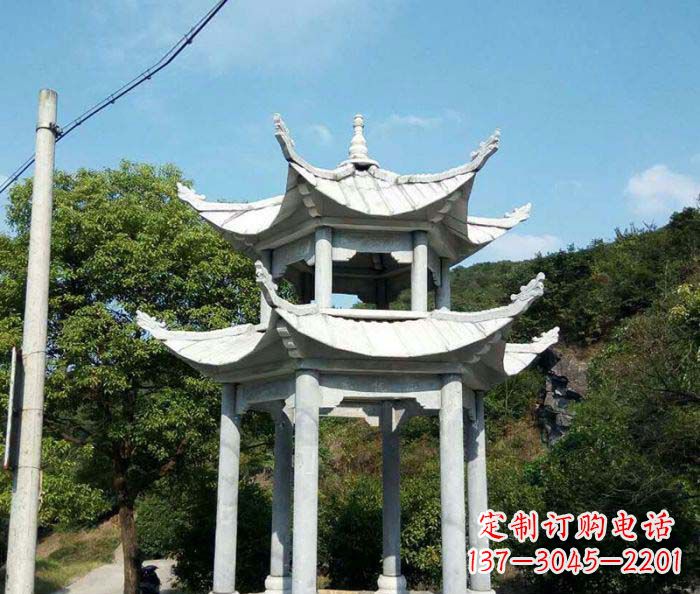 辽宁园林双层凉亭石雕